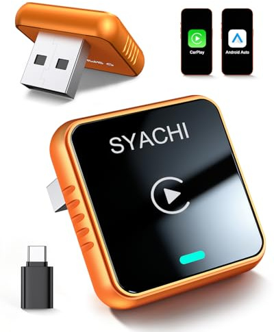 Wireless CarPlay Adapter 2026 Upgrade Orange für Apple CarPlay & Android Auto, 2 in 1 Kabelloser Carplay Adapter USB C/A, Kabelloses CarPlay für Fahrzeuge ab 2016, Auto-Connect, OTA-Updates