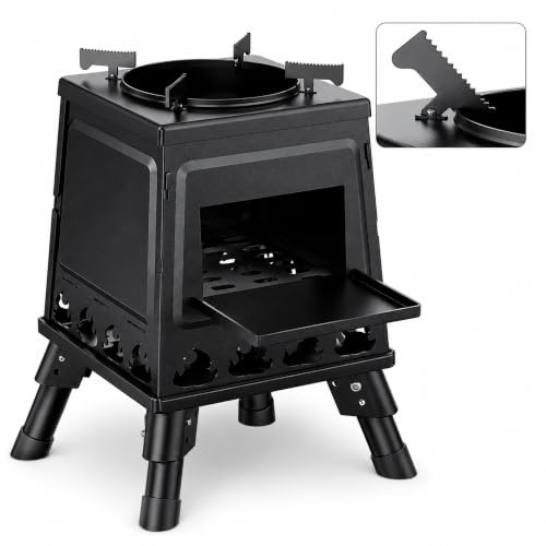 diceevil Portable Folding Stainless Steel Wood-Burning Camping Stove | Compact lightweight design, outdoor cooking and barbecue use, hiking and backpacking trips, pack-away storage for travel