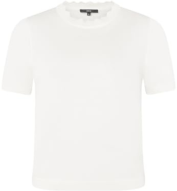zero Damen Kurzarmpullover mit Wellensaum 44, Offwhite