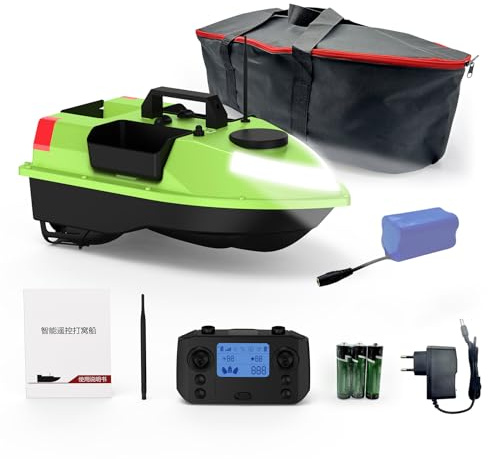 Barca con Esche da Pesca GPS con Telecomando a Luce Led a 7 Colori Batteria da 500M 18000Mah Design Resistente Alle Intemperie per la Pesca Notturna (12000mAh)
