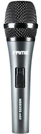 Fame Audio MS 835S MKII Vocalmic, Dynamisches Gesangsmikrofon, Nierencharakteristik, Handmikrofon mit Ein/Aus-Schalter, 60Hz-14000Hz Übertragungsbereich, inklusive Klemme und Reduziergewinde