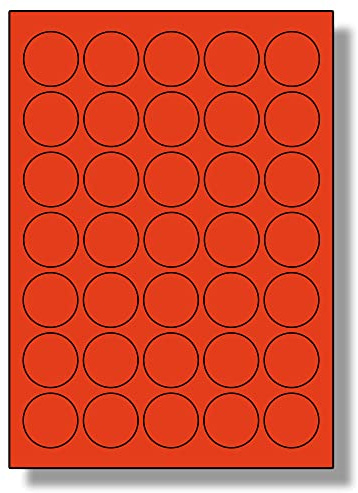 Label Planet® 35 Per Sheet, 5 Sheets (175 Round Crimson RED Labels). Round Coloured Paper Labels, 37mm Diameter, LP35/37R C.