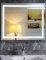 Badspiegel LED Spiegel GS084N mit Beleuchtung durch satinierte Lichtflächen Badezimmerspiegel (80 x 60 cm int. Touch-Schalter, kaltweiß)