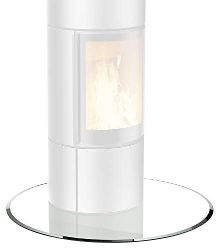 BIJON Glasplatte Kreis für Kaminofen mit Dichtlippe, Glasbodenplatte - Funkenschutzplatte Glas mit Facettenschliff, Kamin Hitzeschutz, ESG Sicherheitsglas Ø 115 cm x 6mm