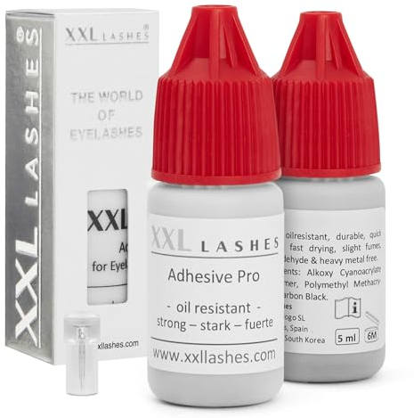 XXL Lashes Adhesive „Pro“ – ölresistenter, wasserfester, veganer Wimpernkleber, ein starker, schnell trocknender Kleber für lange Haltbarkeit - 5ml