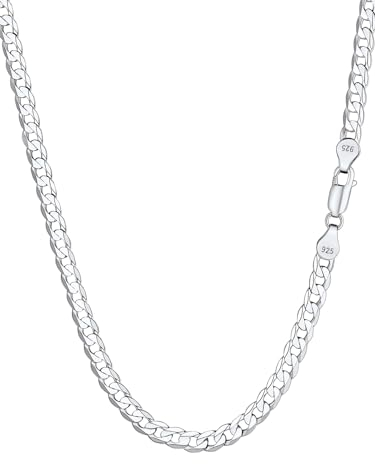 Silvora Feine Silberkette 3mm Ultradünne Panzerkette Herren Sechseck Denim Damen Kette 925 Silber Damen Kubanische Silberkette 51cm Halskette ohne Anhänger für Vater Freund Ihr