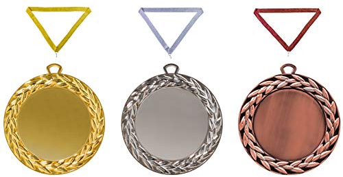 Henecka 🥇 🥈 🥉 Medaillen, Siegerkranz Medaillen mit individuellem 50 mm Sport-Jubiläum-Motiv-Emblem & Wunschgravur, inklusive Halsband, wählbar in Gold, Silber, Bronze (Bronze)
