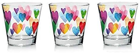 Bicchieri Acqua In Vetro Nadia 3 Pezzi Love Rainbow 250 Cc