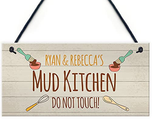 RED OCEAN Any Name's MUD KITCHEN Sign Personalised Playroom Garden Shed Sign Gift