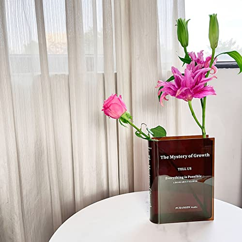 Puransen Jarrón de Flores acrílico para decoración estética de habitación, Estilo Libros para Estante de Mesa Moderno, decoración del hogar, Apto para Oficina, Escritorio, Dormitorio, Sala de Estar