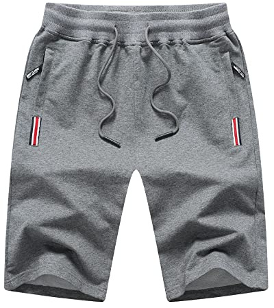 Tansozer Mens Shorts with Pockets Summer Sport Running Shorts Elasticated Waist Gym Jogger Jogging Shorts Casual Cotton Lightweight Stretch Shorts Dark Grey L