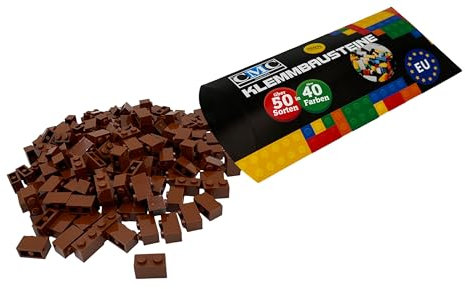 CMC imports 50 Klemmbausteine Bausteine 1x2 Noppen Kompatibel freie Auswahl 34 Farben (090 - Braun)