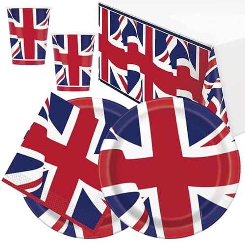 Union Jack Party Tableware Pack for 16