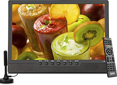 othoig TV portable de 14 pouces, petite télévision avec antenne, HDMI, USB, fente AV et tuner numérique ATSC, fonctionne avec batterie rechargeable, câble de voiture 12 volts/AC pour cuisine,
