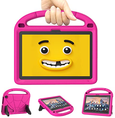 Mansiruyi Lightweight Shockproof Case with Handle Stand for Fire HD 8 Kids Tablet - Pink