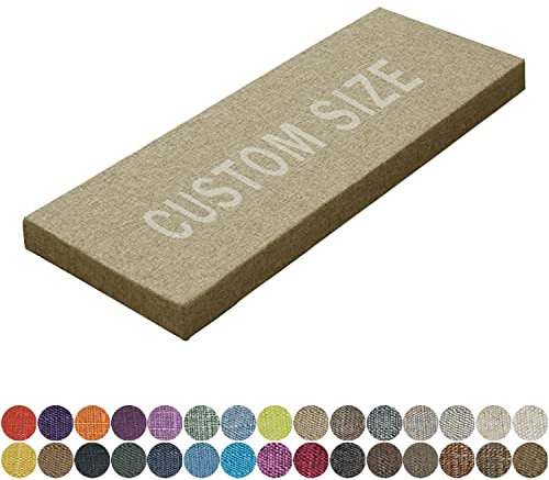 PHUSTJKL Bankkissen Stuhlkissen Sitzkissen für Fensterbank, Benutzerdefinierte Größe 30 Farben, 3cm/5cm/8cm Dickes Schwammpolsterung mit Hoher Dichte Waschbare Bankauflage, Gelbliches Braun
