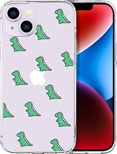 ENDIY Compatible with iPhone 14 Case Dinosaur Phone Case Clear with Design, Dinosaur Cute Design Protective Silicone Theme Pattern Military Grade Drop Protection