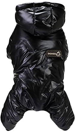 Izefia Hundemantel Winddichte Jacke Kalter Wettermantel 4 Beine Warmer Hundeoverall Winter Dicke Kleidung Schneefester Mantel Baumwollhundemantel für Kleine Hunde Mittelgroße Katzen