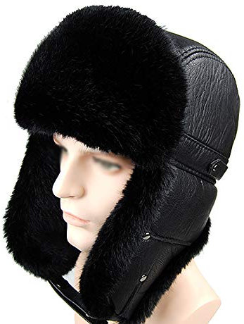 nster Winterhüte, Bomber-Hut-Trooper-Trapper-Hut-Faux-Fell t Earplappen und Kinnriemen Winterjagd-Hüte für Ski 58-60cm