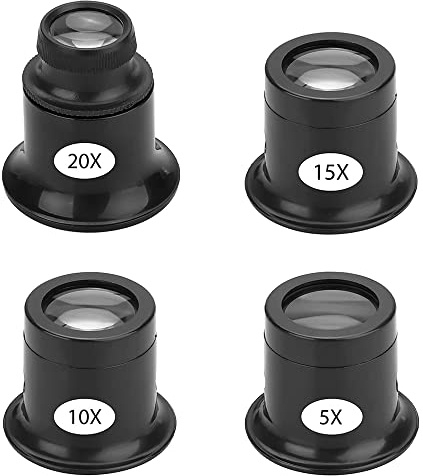 Nicfaky 4 STÜCKE Lupe VergrößErn Brillen Lupen Set 5X 10X 15X 20X Uhr Reparatur Lupe Lupe Set Lupe VergrößErn für Uhren Schmuck