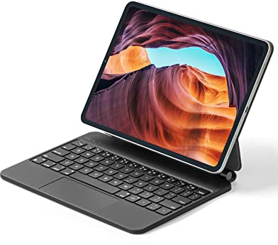 ESSAGER QWERTY-Tastatur für 11 iPad Pro 4/3/2/1, iPad Air 5/4, Bluetooth-Verbindung Tastatur, 7 Farbige Hintergrundbeleuchtung Multi-Touch-Trackpad iPad-Hülle mit Magic-Stand für Air 10,9(Schwarz)