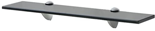 FIRBNUS 50x20x0,8 cm Wandregal Klein Ablagen Bad Regal Regal Glas Schwebend für Wohnzimmer Badezimmer Regalbrett Glas Schwarz Gehärtetes Sicherheitsglas Glasplatte Tisch