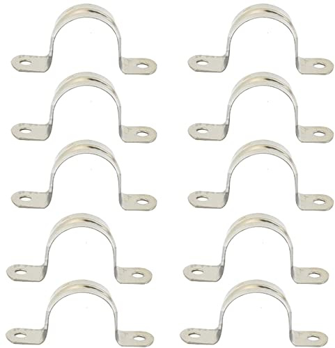 MACHSWON 10 Stück starre Rohrbandschelle 42 mm 304 Edelstahl Rohrschellen Zwei Loch Rohrband Spannclips U-Rohrklemme Sattelschellen Ring Schlauchschelle
