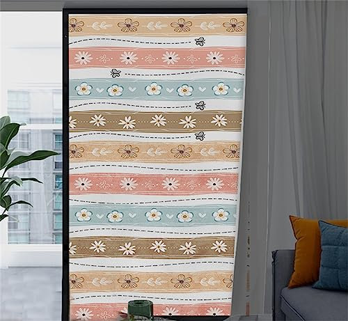 Fensterfolie Blickdicht Sichtschutzfolie Farbiger Cartoon-Streifen 90x200 cm Anti-UV-Schutz Folie 100% Lichtblockierung Fensterfolie Blickdicht Schwarz Verdunkelungsfolie für Zuhause Schlafzimmer
