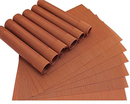 matches21 Edle Tischsets Platzsets BORDA Platzmatten 12er Set kupfer terracotta gewebt aus Kunststoff 46x33 cm abwaschbar Platzdeckchen