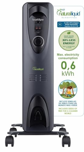 Bastilipo - RC-ECOFLUID-9, Radiateur écologique compact avec H2O naturel liquid, extra basse consommation, 1500W, Noir