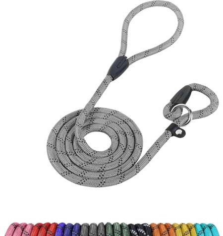 Loutep Slip Lead For Dogs-1.8m Long Rope Dog Leash With Reflective Stitching Slip On Easily With No Collar Or Harness Needed Anti-Choke Dog Slip Lead Ideal For Small Puppy Large & Medium Dogs Training