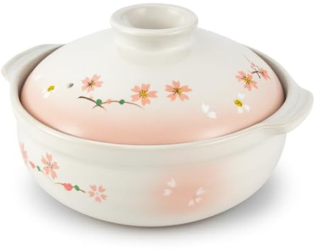 JapanBargain, Clay Pot for Cooking Japanese Donabe Hot Pot Casserole Korean Earthenware Pot with Lid, Serving 3-4 People, 9.25 inch