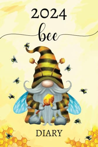 Bee Diary 2024: Honeycomb Gonk Gnome, Week To View & Month At A Glance Planner, For Bumble Bee Gnomie Lovers