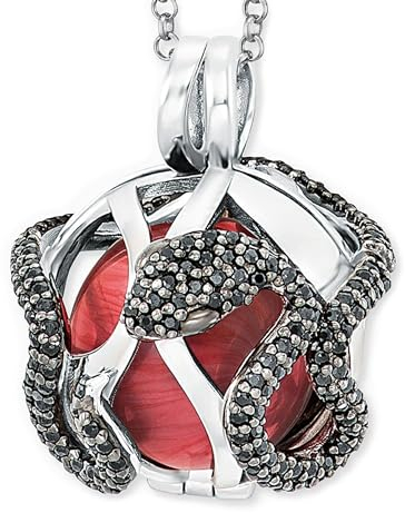 Engelsrufer Damen Halskette aus Sterling Silber mit Klangkugel Anhänger Silber in der Größe XS mit roter Klangkugel und Zirkonia, Karabinerverschluss, nickelfrei, Größe: 60+5+5 cm, ERN-25-EDEN-XS-ZIB