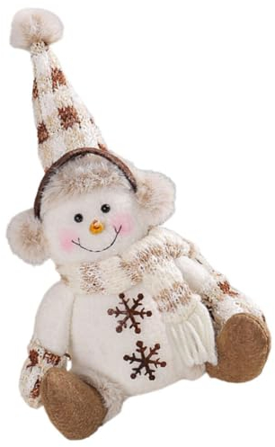 Amosfun Weihnachts-Schneemann-Puppe Plüsch-Schneemann Mit Großer Mütze Schal Handschuhen Ornament Dekorative Schneemann-Figur Für Weihnachtspartys Gastgeschenke Tischdekoration
