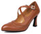 SacciButti Women Retro Cross Straps Oxfords Pumps High Heel Mary Jane Shoes Vintage Court Shoes Comfortable Dress Work Shoes Wingtips Brown 6