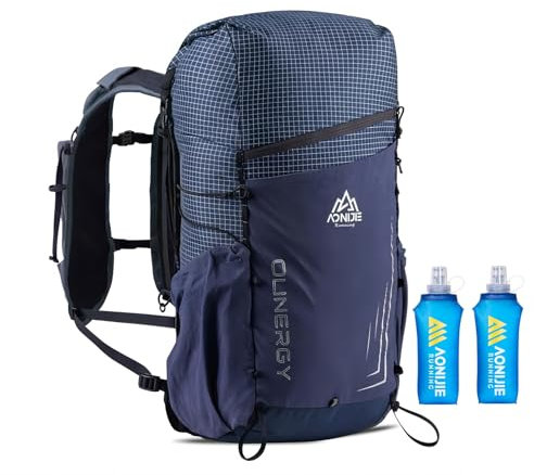 AONIJIE 30L Grande Capacità Outdoor Arrampicata Zaino Camping Travel Bag con 2 pezzi 500ml bottiglia d'acqua, Blu, L