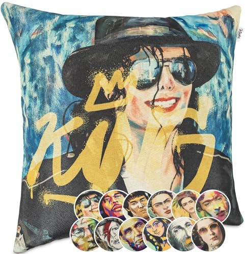 Kissenbezug Dekokissen Gobelin Kissen Sofakissen Kissenbezüge Kissenhülle Zierkissen Pop Art Motiv beidseitig Bedruckt Michael Jackson 40x40cm ohne Füllung