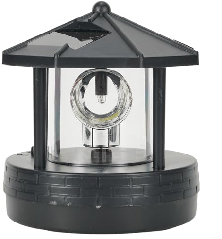HEIBTENY LED Solar Leuchtturm Solarbetriebener LED-Leuchtturm Garten Rasen Licht für 360 Grad Drehbare Lampe Outdoor Garten Wasserdichte Straßenlaterne Dekorativ Für Garten, Hof(black)