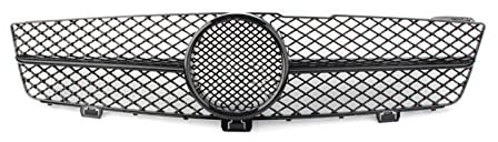 Auto Frontgrill Stoßfängergrill Nierengrills Auto-Frontgrill, Oberer Kühlergrill Für CLS W219 2008 2009 2010, Glas, Glänzendes Schwarz, ABS