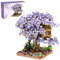Naisicatar Kirschbonsai -Baum, Kirschblüte Baumhaus Plastik Cherry Bonsai Tree Assembled niedlicher Blumenbaum DIY -Mini -Bausteine ​​Sets für Erwachsene, 14 Teenager (ohne Licht) Violett