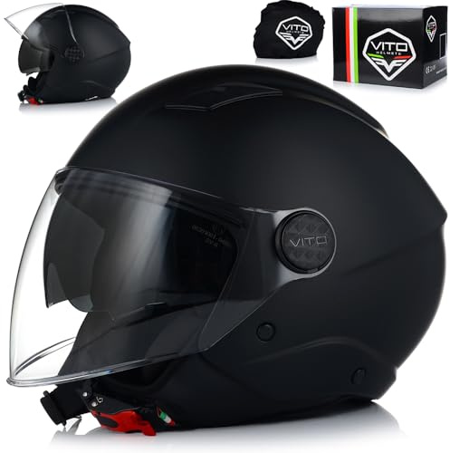 Jethelm Motorradhelm | VITO SARENTA | Jethelm mit Doppelvisier | ECE 22.06 Zertifiziert | Motorradhelm mit Visier