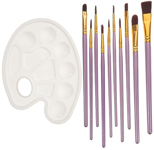 NUOBESTY 1 Set Pennello Da Pittura Pennello Domestico Pennello Acquerello Scuola Penne Color Acqua Pennello Artistico Professionale Piastra Di Miscelazione Di Legno Viola,porpora