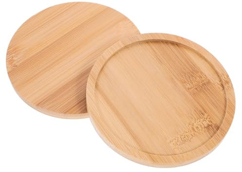 2 Stück Kerzentellerl Holzplatte, Holz Kerzenteller, Runde Bambus Untersetzer, Holz Kerzenuntersetzer für Stumpenkerzen, Untersetzer für Blumentöpfe für Kerzenständer, Dekorationen Festtagszeremonien