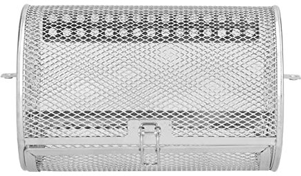 QANYEGN 360 Degree Rotatable Fryer Basket, Rotisserie Grill Roaster Drum, Stainless Steel Baking Basket for Kitchen Electric Oven (12x12x18cm)