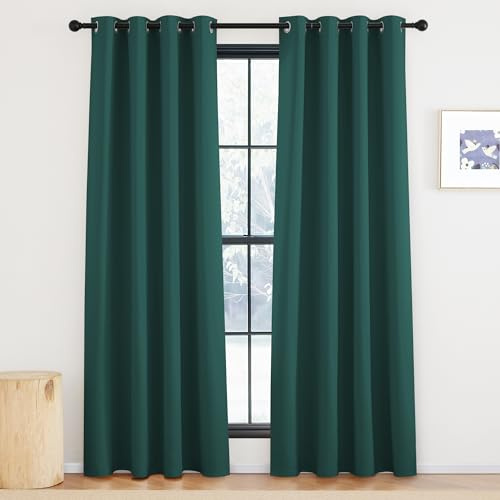KGORGE Blickdichte Vorhänge Hitzeschutz Thermovorhang mit Ösen | Dunkelgrün, 2er Set, 220 x 140 cm(HxB), Thermo Vorhang gegen Hitze, Verdunkelung, Sonnenschutz, für Schafzimmer/Wohnzimmer
