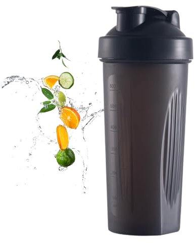 KARELLS Shaker Bottle For Protein Powder Blender,Plastic Workout Water Bottle 600 ml,Protein Shaker Bottle,Shaker Cups for Fitness Sports,for protein shakes (Black)