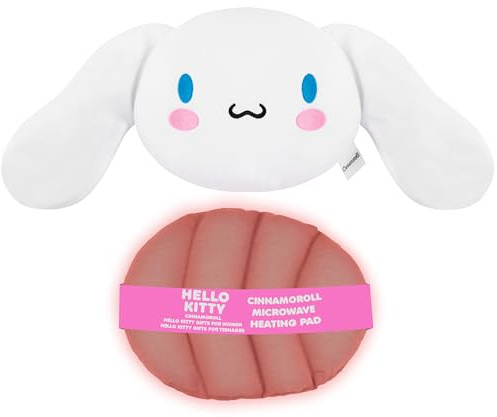 Cinnamoroll Sanrio Almohadilla Térmica para Microondas y Frío, Cojín Calor o Frío Suave con Semillas Naturales para Cuello, Hombros y Músculos (Blanco Cinnamoroll)