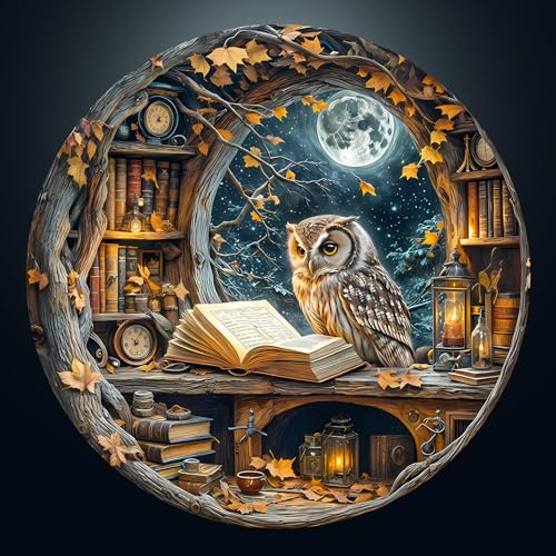 Puzzles for Adults 1000 Pieces, 26.6 * 26.6in Moonlight Owl Jigsaw Puzzles | Impossible Challenging Puzzles for Adults, Unique Christmas & Birthday Gift for Puzzle Lovers