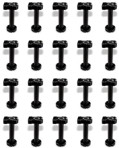 SOTOOLS Sockelfuß 20er Set 200 mm – schwarz – Kunststoff – verstellbar | Höhenverstellbar, je 500 kg Tragkraft, große Standfläche, Möbelfuß.